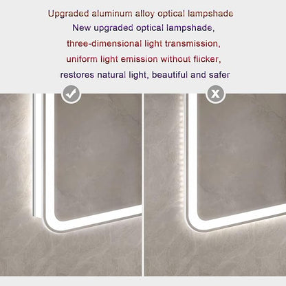 Smart Illuminated LED Bathroom Mirror，Bathroom Mirror with LED Lights，Energy-Saving LED Smart Mirrors，LED Mirror for Bathroom，with Demister Pad and Smart Touch Switch(H70*W80cm/H27.6*W31.5IN)