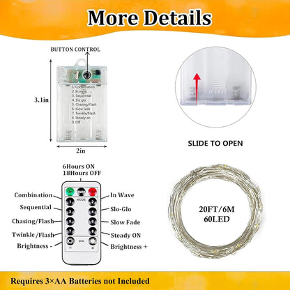 4Pack 80FT 240LED Fairy Lights Battery Operated with Remote & Timer | 8 Modes Twinkle String Lights Battery Powered Indoor Outdoor Waterproof for Bedroom Wedding Classroom Christmas Décor, Warm White