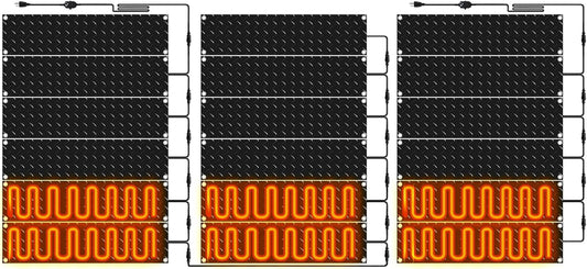 Riakrum 18 Pcs Heated Snow Melting Mats Outdoor, 10 x 30 in Winter Anti-Slip Heated Rubber Mat for Walkways Decks and Sidewalks, Snow and Ice Melting Pads Connection with 9.84 ft Power Cord
