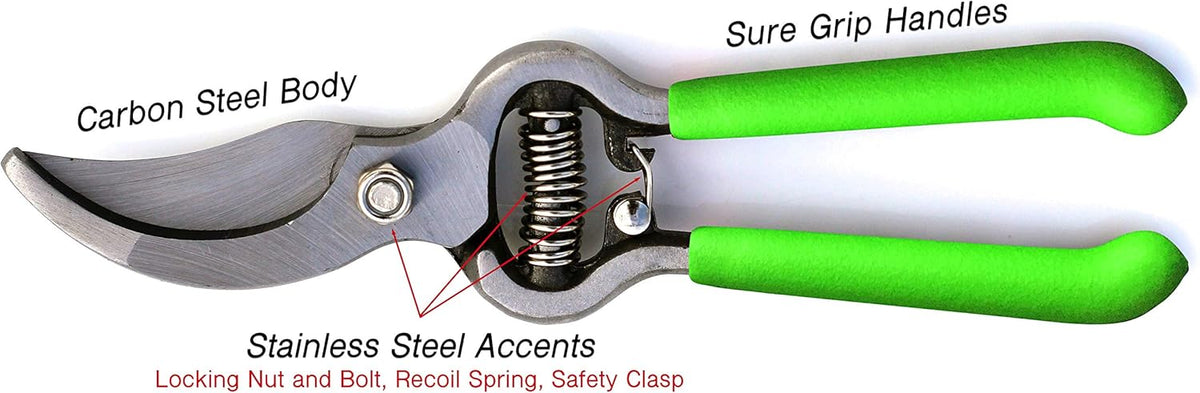 Garden Guru Classic Bypass Pruning Shears Clippers – Heavy Duty Forged Steel Pruners – Non Slip Comfort Grips – Cuts up to 1” Diameter – Professional Bypass Pruners for Gardening - 1 Case (60 Pcs)
