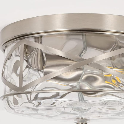2-Light Flush Mount Ceiling Light Farmhouse Kitchen Island Ceiling Light with Bubble Glass Close to Ceiling Light Fixture for Living Room Bedroom Foyer Hallway