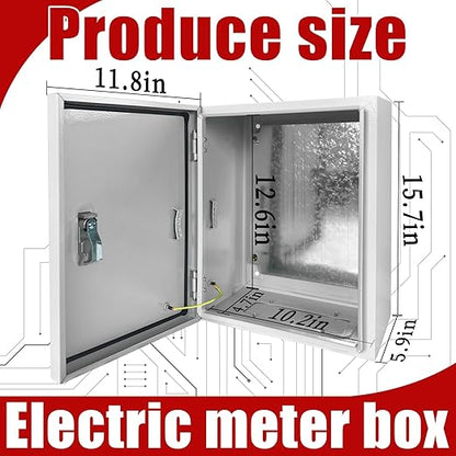 Electrical Box 16 x 12 x 6 Inch Indoor Outdoor Electrical Enclosure Box Steel Junction Box Wall Mounted Universal Electrical Project Box with Safety Locks and Mounting Plates
