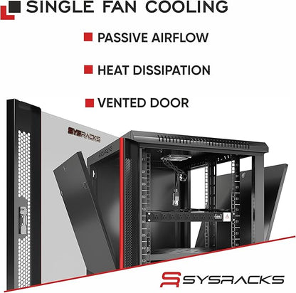 Sysracks 27U Wall Mount Server Rack Cabinet, 19” Locking Network Rack, 24” Deep, Glass Door, with Fan, PDU and Shelf