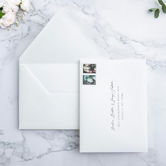 PONATIA 50PCS A7 Euro Flap Envelopes, 5.25 x 7.25'' Ivory Envelopes for Weddings Invitations, Photos, Postcards, Greeting Cards, Christmas Gift Cards, Acrylic Mailing (No Liner)