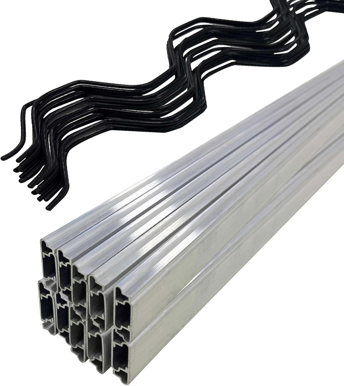 20 Set 6.6 Ft Greenhouse Lock Channel and Spring Wire，Aluminum Alloy Lock Channel and PVC Coated Spring Wires for Fixing Greenhouse Plastic Cover