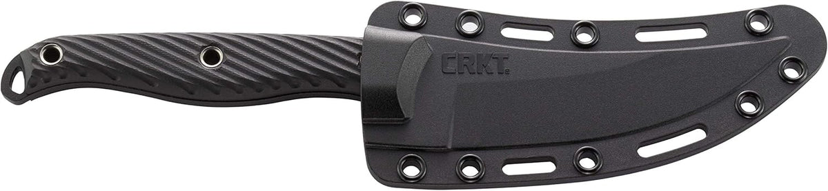 CRKT Clever Girl Fixed Blade Knife with Sheath: Powder Coated SK5 Steel, Upswept Blade, Textured Nylon Handle, Molle Compatible Sheath 2709,Black