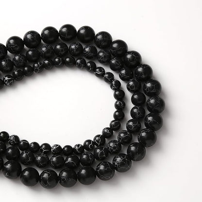 Black Turquoise Stone Beads Gemstone Round Crystal Energy Jade Beads Stone Beads for Jewelry Making DIY Bracelet Necklace Jewelry Making 1 Strand 15.5inch 4MM