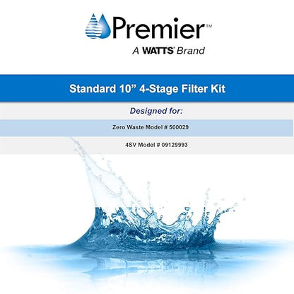 Watts Premier Annual 3-Pack Filtration Kit for 4 Stage RO-TFM-4SV and ZeroWaste RO Reverse Osmosis Systems - Sediment, Carbon Pre-Filter, 10" GAC Inline Post-Filter