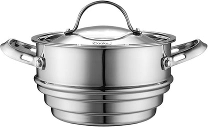 Cooks Standard Stainless Steel Kitchen Cookware Sets 10-Piece, Multi-Ply Full Clad Pots and Pans Cooking Set with Stay-Cool Handles, Dishwasher Safe, Oven Safe 500°F, Silver