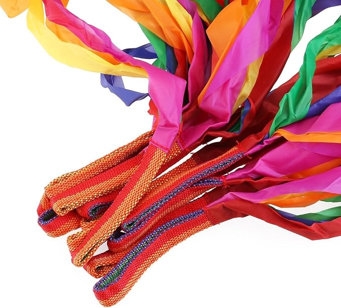 Rainbow Dance Ribbons, 12PCS Rhythm Ribbon Streamers for Kids Children Adults - Bright & Multi-Colored