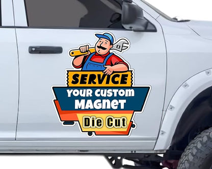 Die Cut Custom Car Magnet Sign | Personalized Logo for Your Car Van Truck | Advertise Your Business Vehicle Magnetic | Professionally Printed | Crafted in USA | Choose Your Text Logo