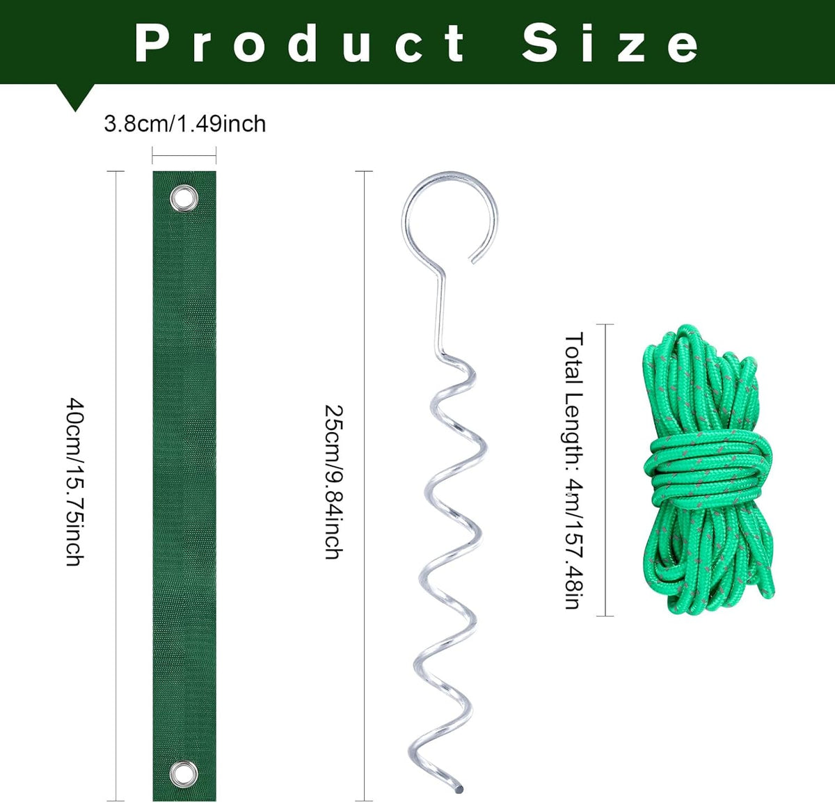 A Tree Support kit for straightening Trees, which Includes Supporting Metal Stakes and Ropes. It can Also be Used for Tree Protection in Harsh Weather and Outdoor Tent Fixation. (2)
