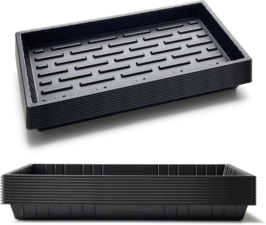 20 Pack Shallow 1020 Trays No Holes, Heavy Duty Reusable Seed Starter Flat Seedling Tray for 72/128 Cell Plug Tray, Transplant, Microgreen & Seed Germination (21"×11", 1.6" Deep, TD538)