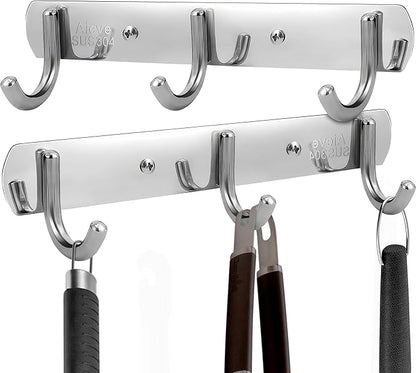 TidyFriend Grill Hooks for Utensils, 2 Pack Heavy Duty BBQ Grill Utensil Holder with 8 Screws, Metal Grill Tool Hanger for Char-Broil, Weber, Blackstone, and Charcoal Grills