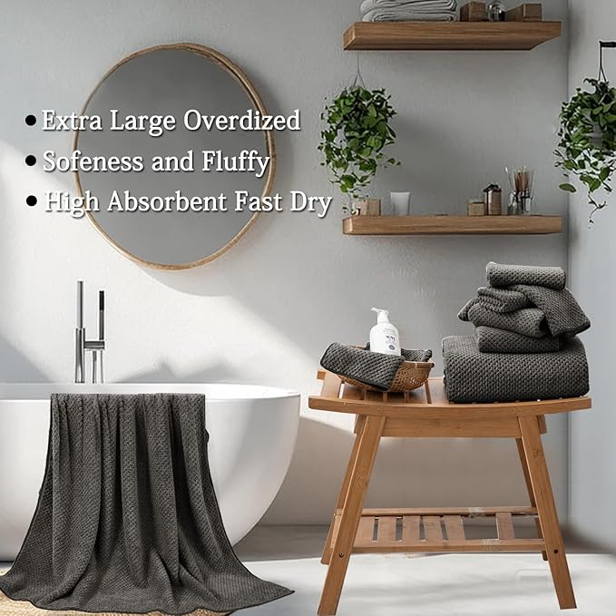Extra Large Bath Towels Set 35x70 Inches - Dark Coffee Luxury 600 GSM Oversized Bath Sheet Towel,Ultra Soft Microfiber - Quick Dry,Highly Absorbent Shower Towels Spa Hotel Bathroom Towel Set (4-Pack)