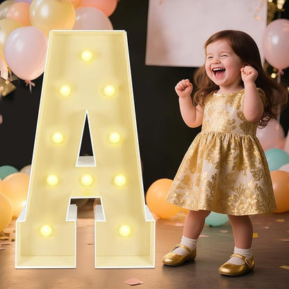 Marquee Light Up Letters: 3FT Large Decorative Signs for Party Decorations Baby Shower Birthday Wedding Engagement Anniversary, 3 Feet Tall Pre-Cut DIY Foamboard Letter A - Easy to Assemble