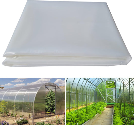 6 mil (8ft x 25ft) 100% Virgin Material. 5Layers Advanced Extrusion Technology for UV Protection, Anti-drip, Anti-Fog, Thermal and Strength. 4Years Lifetime UV Resistant Greenhouse Plastic