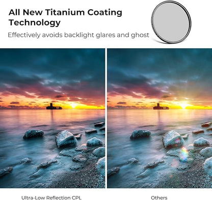 K&F CONCEPT 77mm Ultra-Low Reflectivity Circular Polarizers Filter 28 Multi-Layer Coatings Ultra-Slim High Definition Polarizing Camera Lens Filter (Nano-X Series)