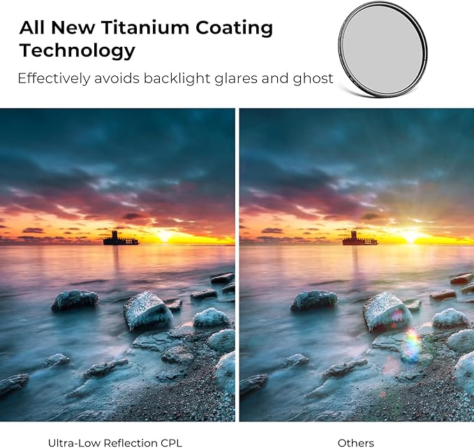 K&F CONCEPT 52mm Ultra-Low Reflectivity Circular Polarizers Filter 28 Multi-Layer Coatings Ultra-Slim High Definition Polarizing Camera Lens Filter (Nano-X Series)
