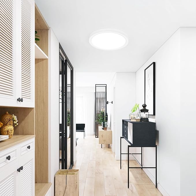 Flush Mount Ceiling Light Fixtures,18W Flat led Light for Ceiling,6500K 1800LM Ultra Thin Round White Lamp for Bedroom Kitchen,Bathroom,Garage,Living Room, Dining Room