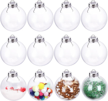 12 Pack Clear Plastic Fillable Ornament Ball 3.15''/80mm for Christmas,Holiday, Wedding,Home Decor