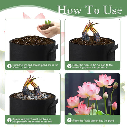 6Pcs Lily Plant Pots for Pond, Aquatic Pond Planter for Pond Durable Breathe Reusable Fabric Plant Bags for Aquatic Plants, Potato, Carrot, Onion, Flower (1 Gallon)