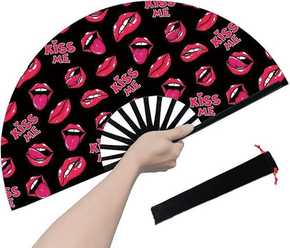 Boots on The Ground Fan, Large Folding Hand Fan for Women and Men, Popping Fans for Line Dancing for Raves, EDM, Dance Party, and Home Decoration