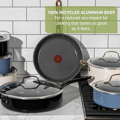 T-fal Preserve Ceramic Non-Stick Cookware, 5.5 Quart Jumbo Cooker, Ocean Blue