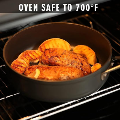 MsMk 3.0 Quart Nonstick Deep Frying with Lid, 9.5 Inch Titanium and Ceramic Nonstick Saute Pan with Lid, Stay Cool Handle, Induction Cookware, Oven & Dishwasher Safe, PFOA PFOS APEO Free
