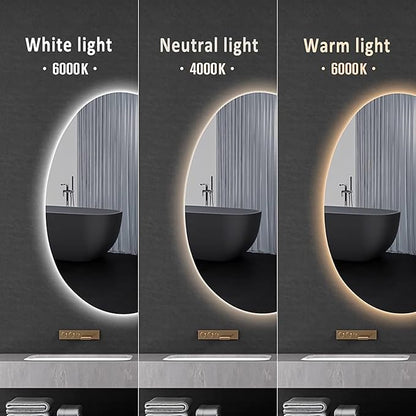 Inner Sand Smart Illuminated LED Bathroom Mirror, Wall Mounted Multifunction Bathroom Vanity Mirror with Dimmable Brightness | Sensor Touch | Demister Pad | Time Temperature(Time+Defog+Dimmable,50x70c