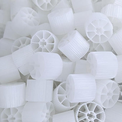 Moving Bed Bio Filter Media - 20mm, White, for Koi Ponds, Aquariums, Aquaculture, Aquaponics (100 pcs)