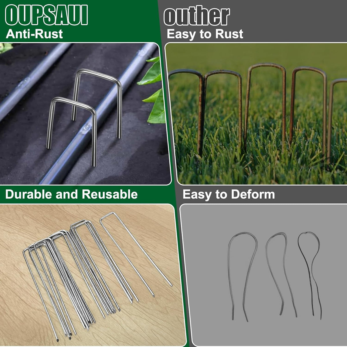12 Inch 11 Gauge Galvanized Landscape Staples Stakes for Decoration, 25/100/200pcs Garden Metal Stakes for Weed Barrier Fabric, Fence Stakes, Tent Stakes (12in, 25pcs)