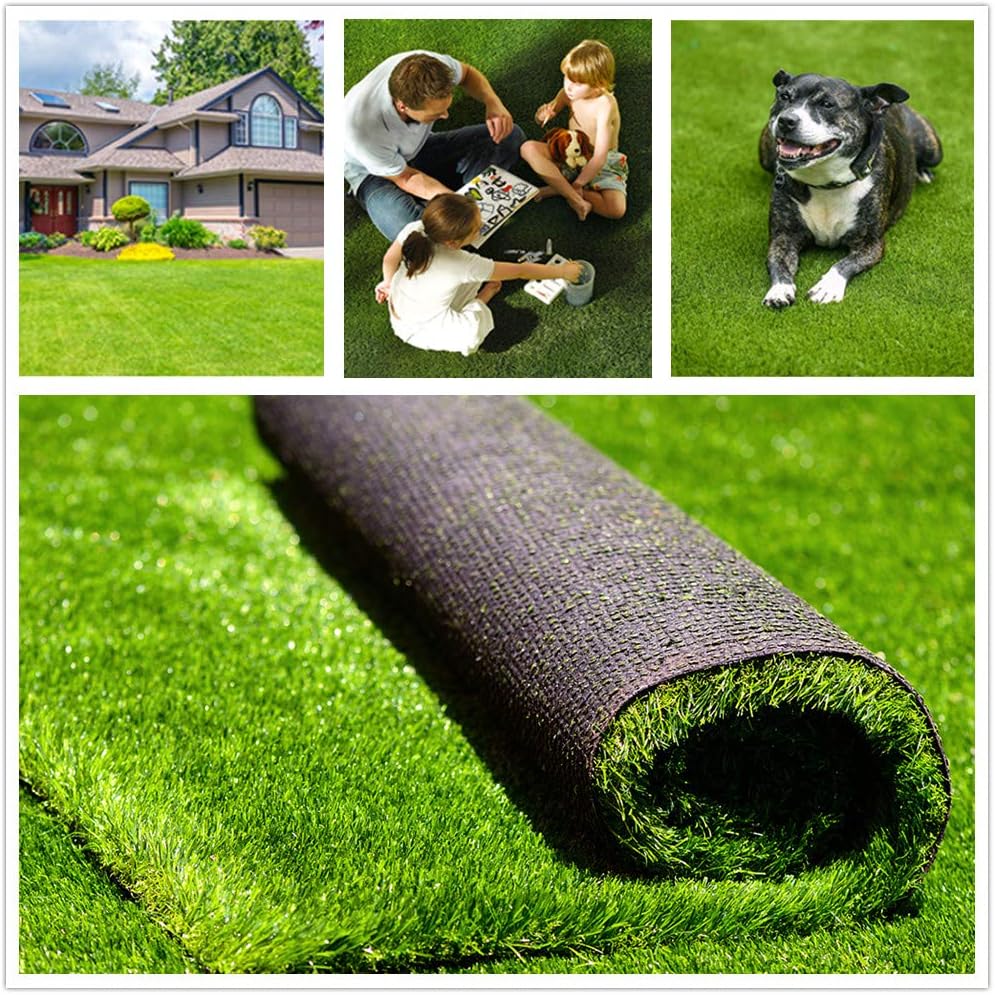 Artificial Grass Turf 5FTX67FT, 1.38" Pile Height Realistic Synthetic Grass, Indoor Outdoor Pet Faux Grass Astro Rug Carpet for Garden Backyard Patio Balcony