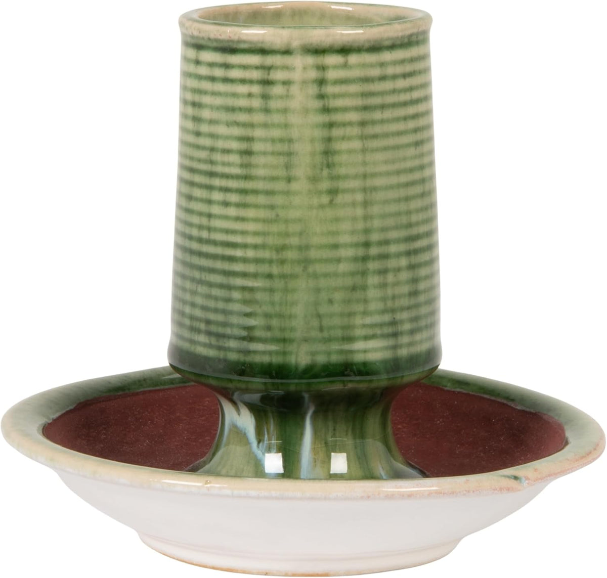 Creative Co-Op Stoneware Match Holder with Striker Plate, Reactive Glaze, Green (Each One Will Vary)