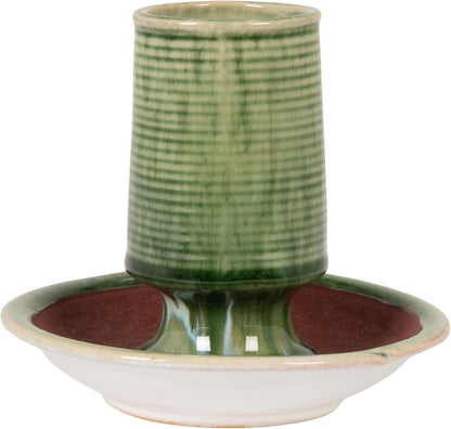 Creative Co-Op Stoneware Match Holder with Striker Plate, Reactive Glaze, Green (Each One Will Vary)