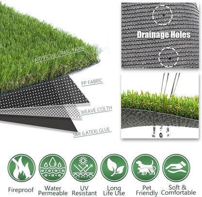 Petgrow Luxurious Artificial Grass Realistic Turf 9 X 80 Feet,1.57 Inch Pile Height Ultrathick Indoor/Outdoor Dog Fake Faux Grass,Synthetic Grass Rug Garden Landscape Patio,Drainage Holes