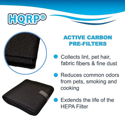 HQRP 1x Activated Carbon Filter Pad Cut To Fit Air Filter Roll for Improved Filtration - Universal Carbon Sheet for Air Purifier, Furnace, AC, Range Hood, 3D Printer, and Odor/VOC Control