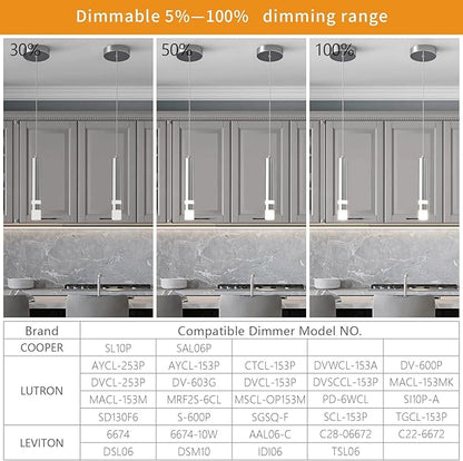 Modern Pendant Light Kitchen Fixture Dimmable LED Chrome Mini Pendant Lighting fo Kitchen Island Bedroom Bedside Table Small Pendant Lights (2-Pack)