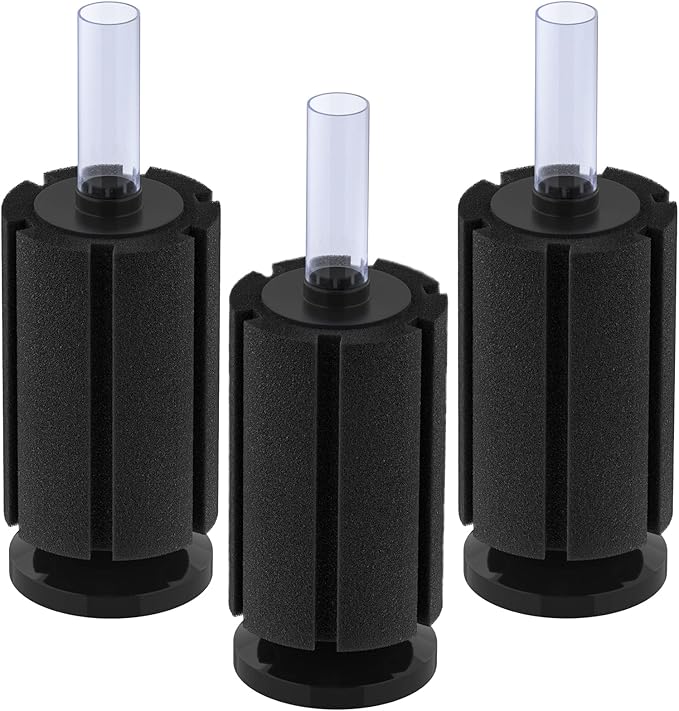 Pawfly Aquarium Bio Sponge Filter Quiet Betta Fry Shrimp and Small Fish Foam Filter for Fish Tanks up to 20 Gallons, 3 Pack