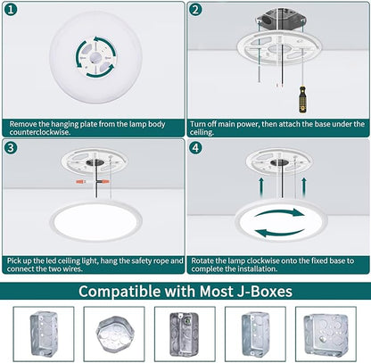 Led Ceiling Light Fixtures Dimmable with Remote Control, 15.4 Inch Ultra Thin Modern Flush Mount, 36 W, 4500 LM, with Night Light, for Bedroom, Kitchen, Dining Room, Living Room