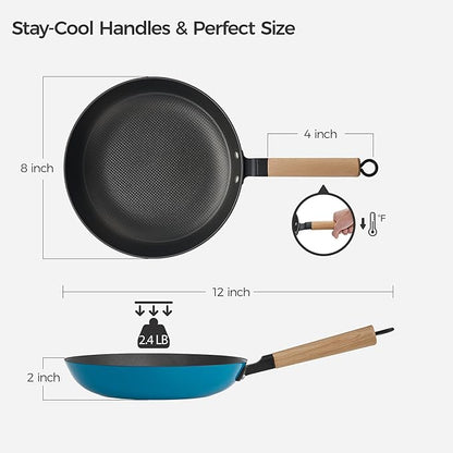 YUTANN Nonstick Frying Pan, 8 inch Enameled Cast Iron Pan Kitchen Healthy Egg Fry Pan Omelette with Detachable Handle, Lightweight Pre-seasoned Cast Iron Skillet, Dishwasher & Oven Safe