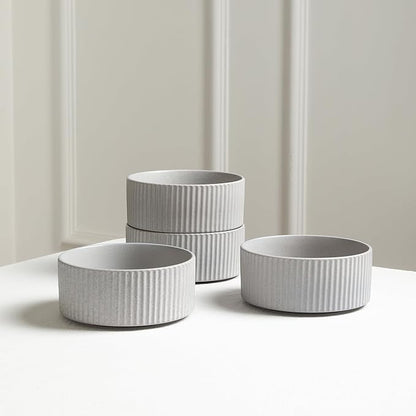 Stone Lain Haven Stoneware 24-Piece Dinnerware Set, Grey - Plates and Bowls Sets for 8, Elegant Dish Set, Includes Dinner Plates, Salad Plates Cereal Bowls, Microwave & Dishwasher Safe