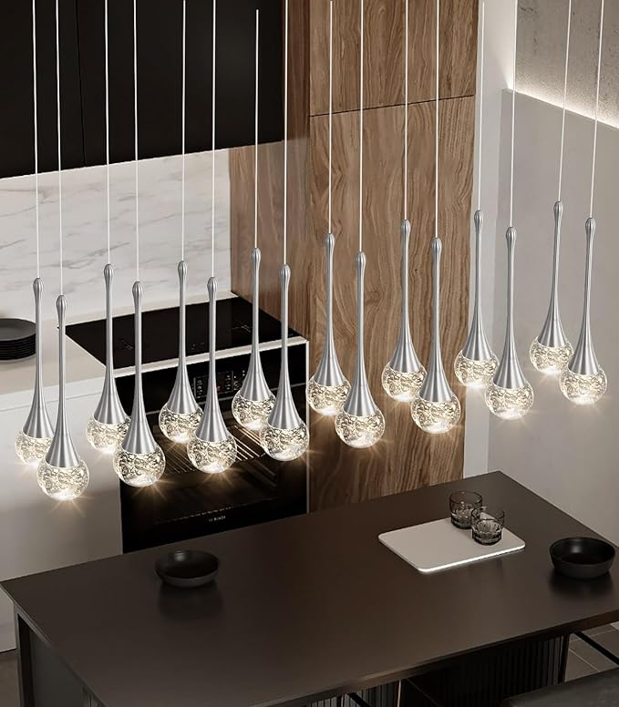 16 Lights Modern Glam Crystal Chandelier for High Ceiling LED Dimmable Pendant Light for Staircase Foyer Enterway Living Room Chandelier Lighting Silver