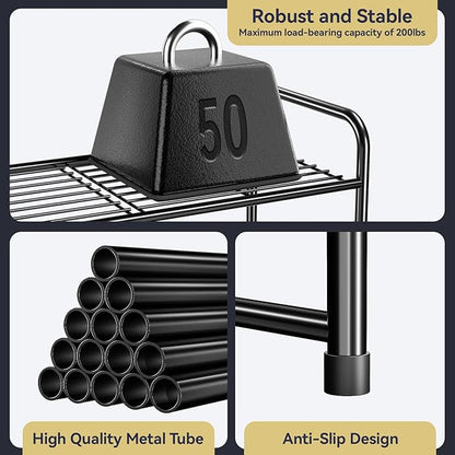 4-Tier 27” Wide Shoe Rack for Closet, Metal Stackable Shoe Shelf Organizer, Holds 14 Pairs, Black
