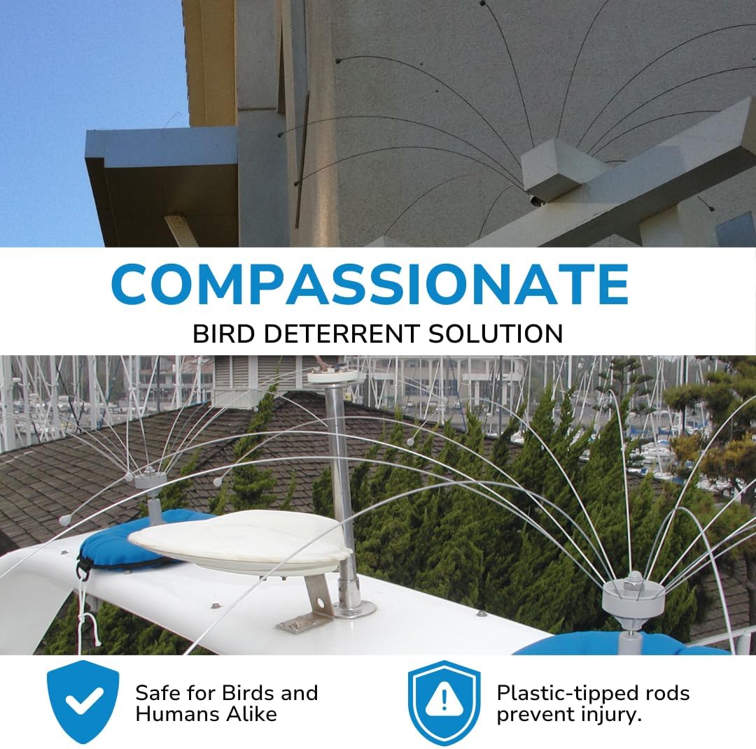 Bird Barrier Daddi Long Legs | 4-Ft Stainless Steel Bird Deterrent for Outside, HVAC, Boat, Docks - Effective Bird Deterrent for Seagull, Pigeon, Woodpeckers, Ducks, and Large Birds | Scare Birds Away