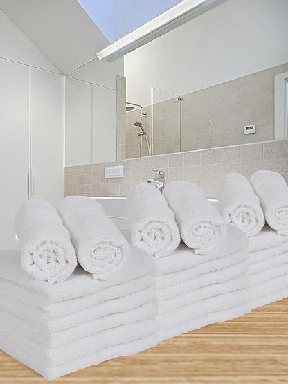 Casa Lino Face Towels & Body Wash Cloths for Showering - 100% Cotton Wash Cloths for Bathroom - Highly Absorbent & Quick Drying Washcloth Set - Cotton Washcloths 24 Pack (12" x 12") - (White)