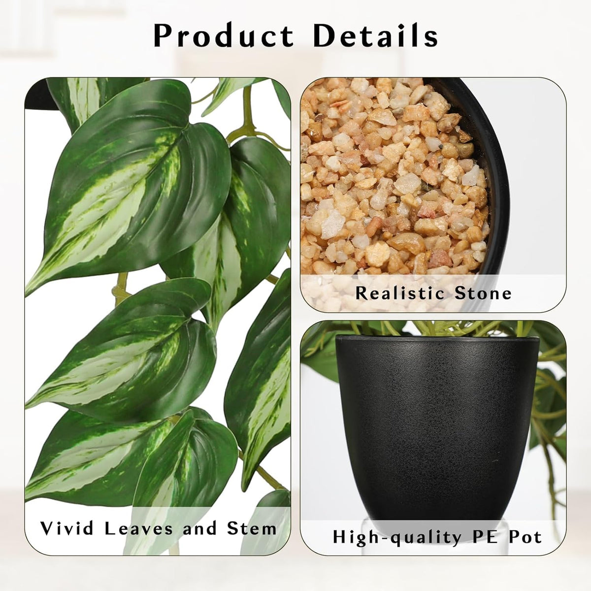 Artificial Pothos Ivy Plant with Pot Artificial Light Green Leaves Featuring for Home Shelf Decor Indoor Silk Artificial Plant Large