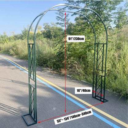 Garden Arbor, Metal Wedding Arch for Ceremony Party, Garden Trellis for Climbing Plants Outdoor, Wide 55" 71" 87" 103" 118" 134" Garden Arch Stand for Garden, Backyard, Lawn(Black,55" x 91" x 16")