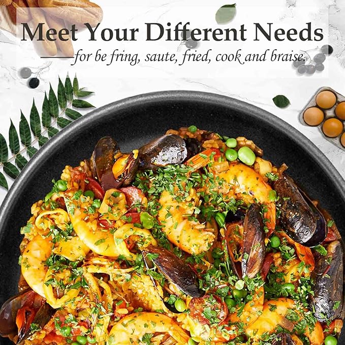 AUDANNE Nonstick Frying Pan Set Stainless Steel with Lid 6 Piece, 8 inch &10 inch & 12 inch Non Stick Fry Skillet PFOA Free, Oven Safe Non-stick Teflon Coated Induction Cooking Kichen Cookware