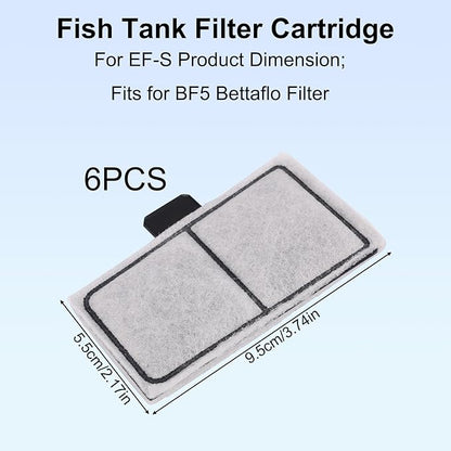 8pcs Filter Cartridges for Top Fin EF-S & BF5 BETTAFLO, 9.5x5.5cm/3.74x2.17in Aquarium Filter Replacement for Fish Tank Water Filtration